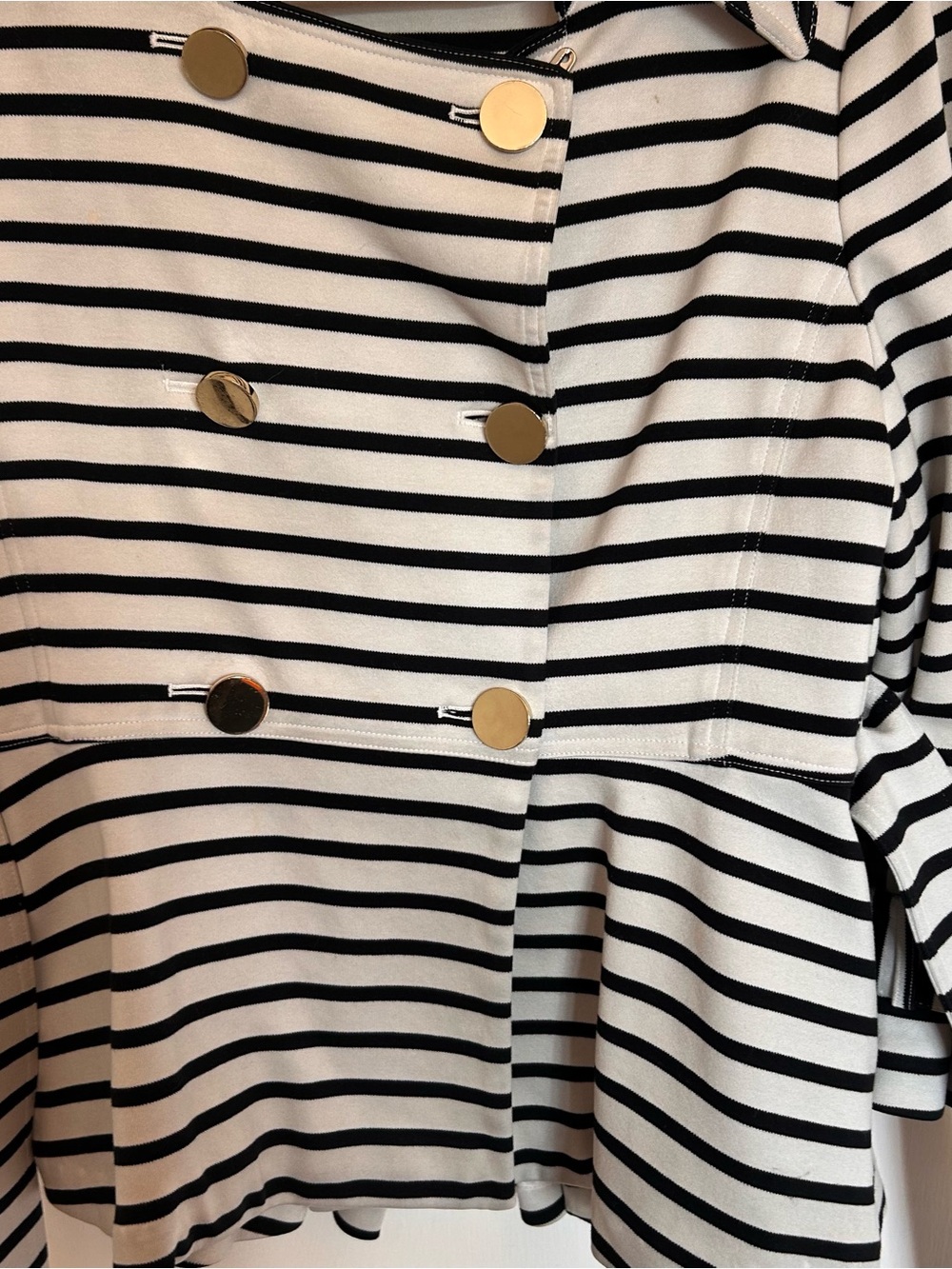 kate spade Navy and White Striped Pea Coat Gold-Button Jacket - Picture 5 of 9